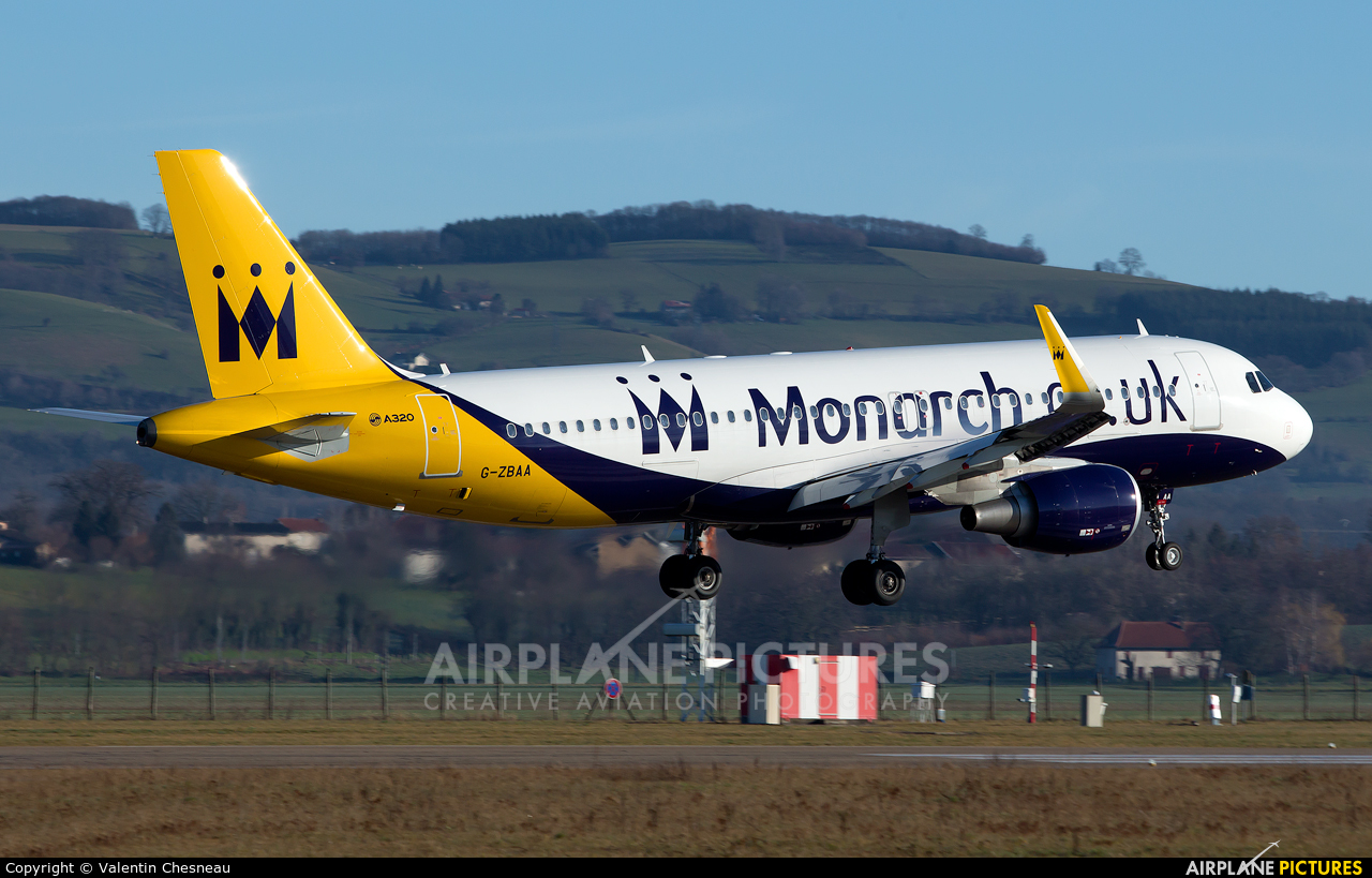 Monarch Airlines G-ZBAA aircraft at Grenoble - Saint-Geoirs