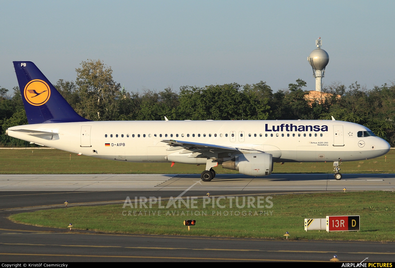 Lufthansa D-AIPB aircraft at Budapest Ferenc Liszt International Airport