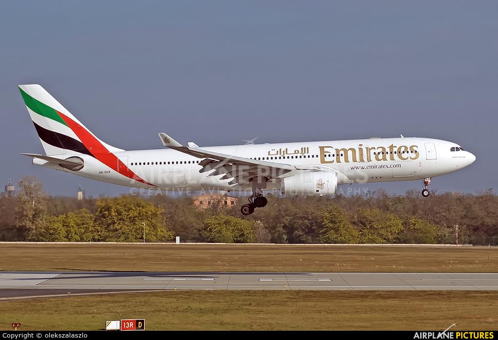 Emirates Airlines A6-EKR aircraft at Budapest Ferenc Liszt International Airport