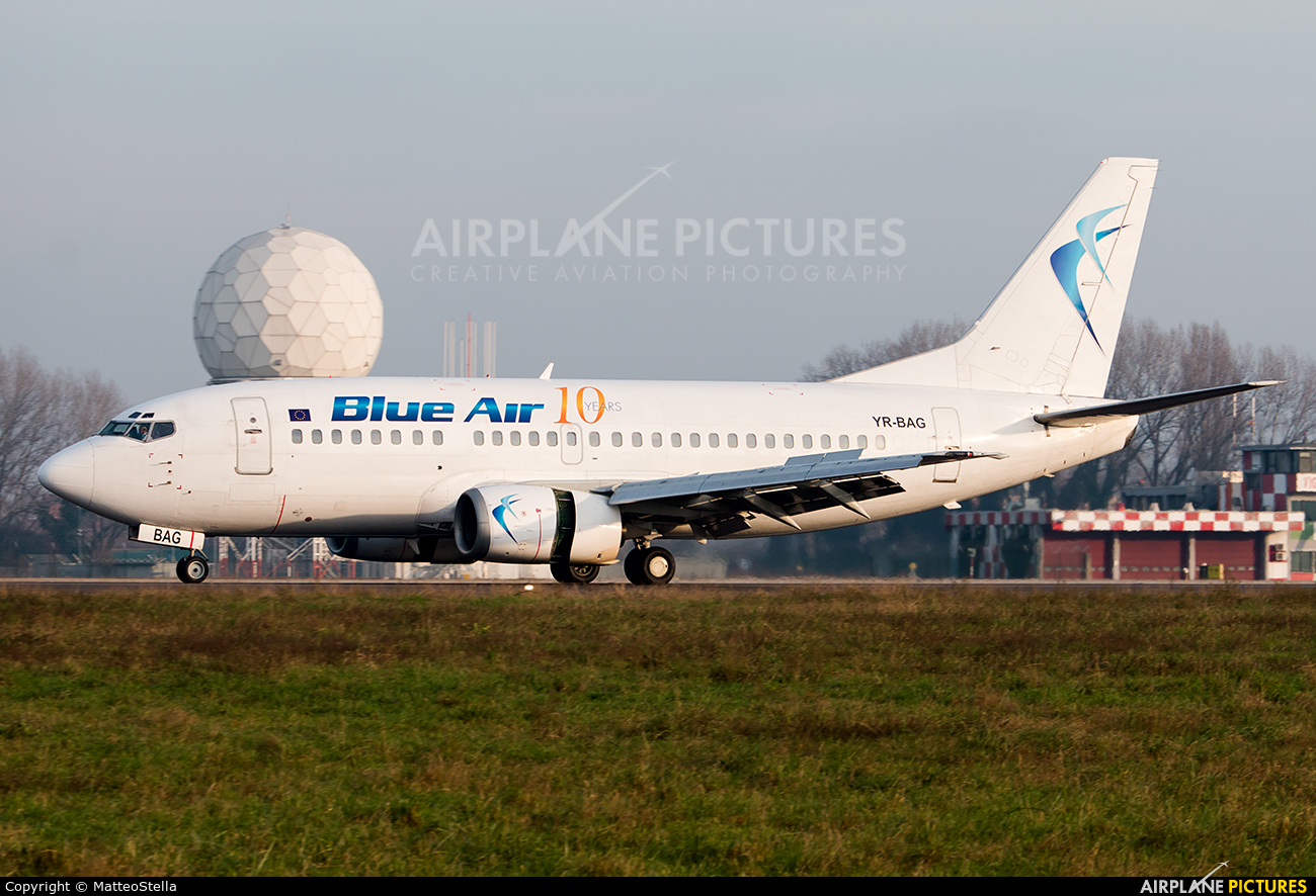 Blue Air YR-BAG aircraft at Milan - Linate
