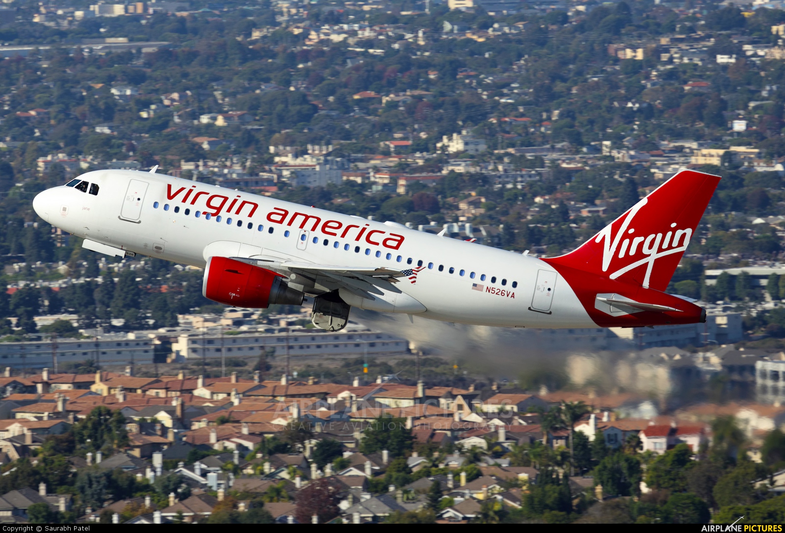Virgin America N526VA aircraft at Los Angeles Intl