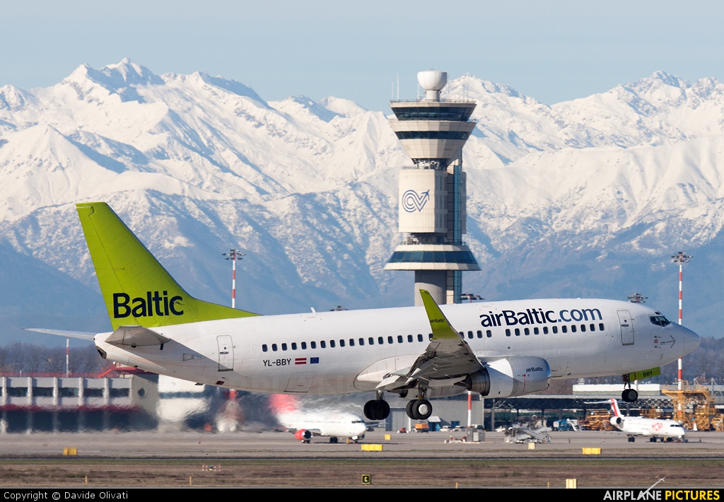 Air Baltic YL-BBJ aircraft at Milan - Malpensa