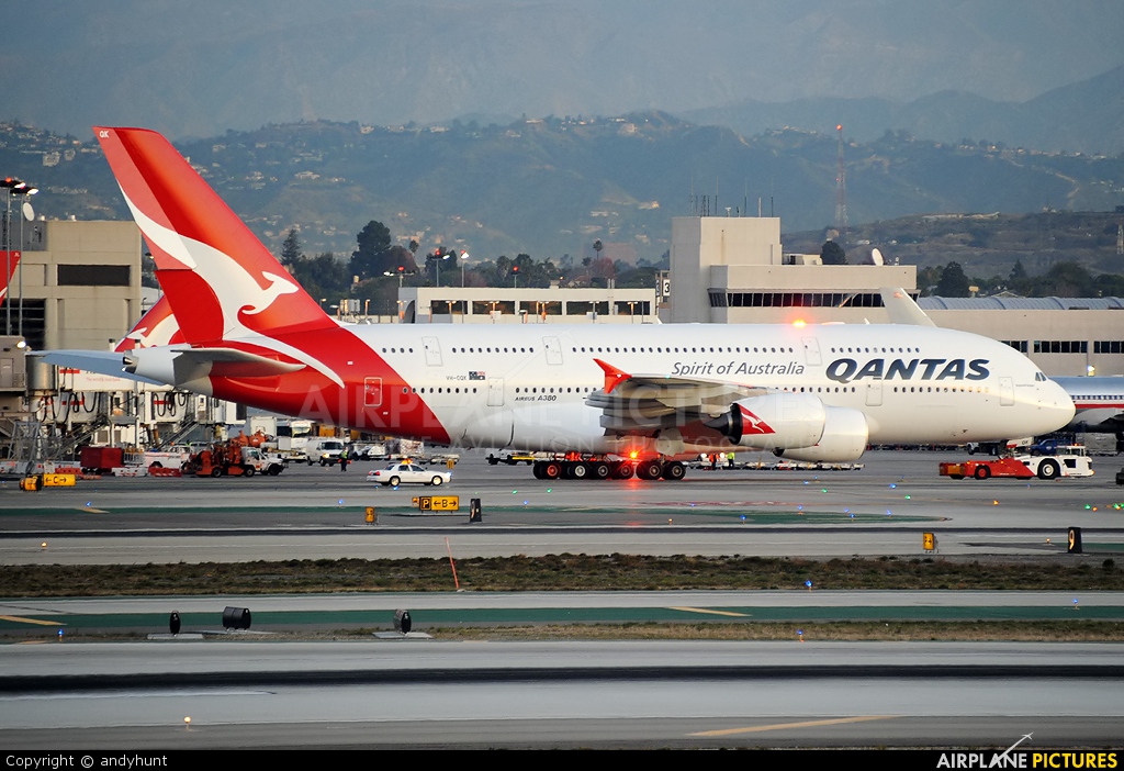 QANTAS VH-OQK aircraft at Los Angeles Intl