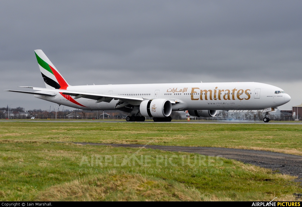 Emirates Airlines A6-ENJ aircraft at Glasgow