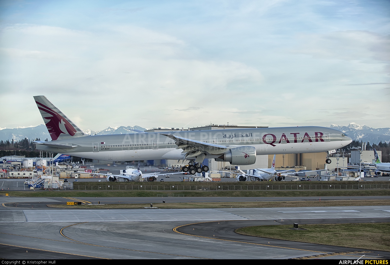 Qatar Airways A7-BEV aircraft at Everett - Snohomish County / Paine Field