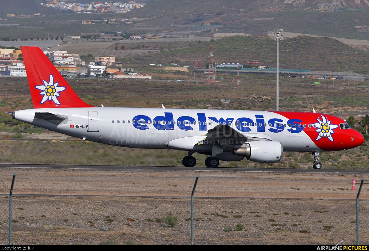 Edelweiss HB-IJV aircraft at Tenerife Sur - Reina Sofia
