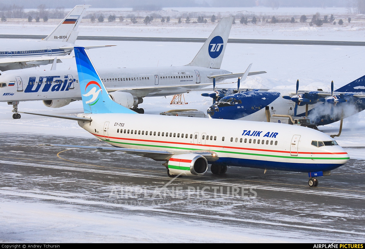 Tajik Air EY-753 aircraft at Novosibirsk
