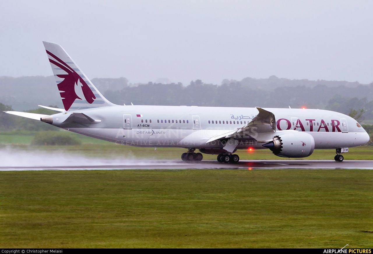 Qatar Airways A7-BCM aircraft at Edinburgh