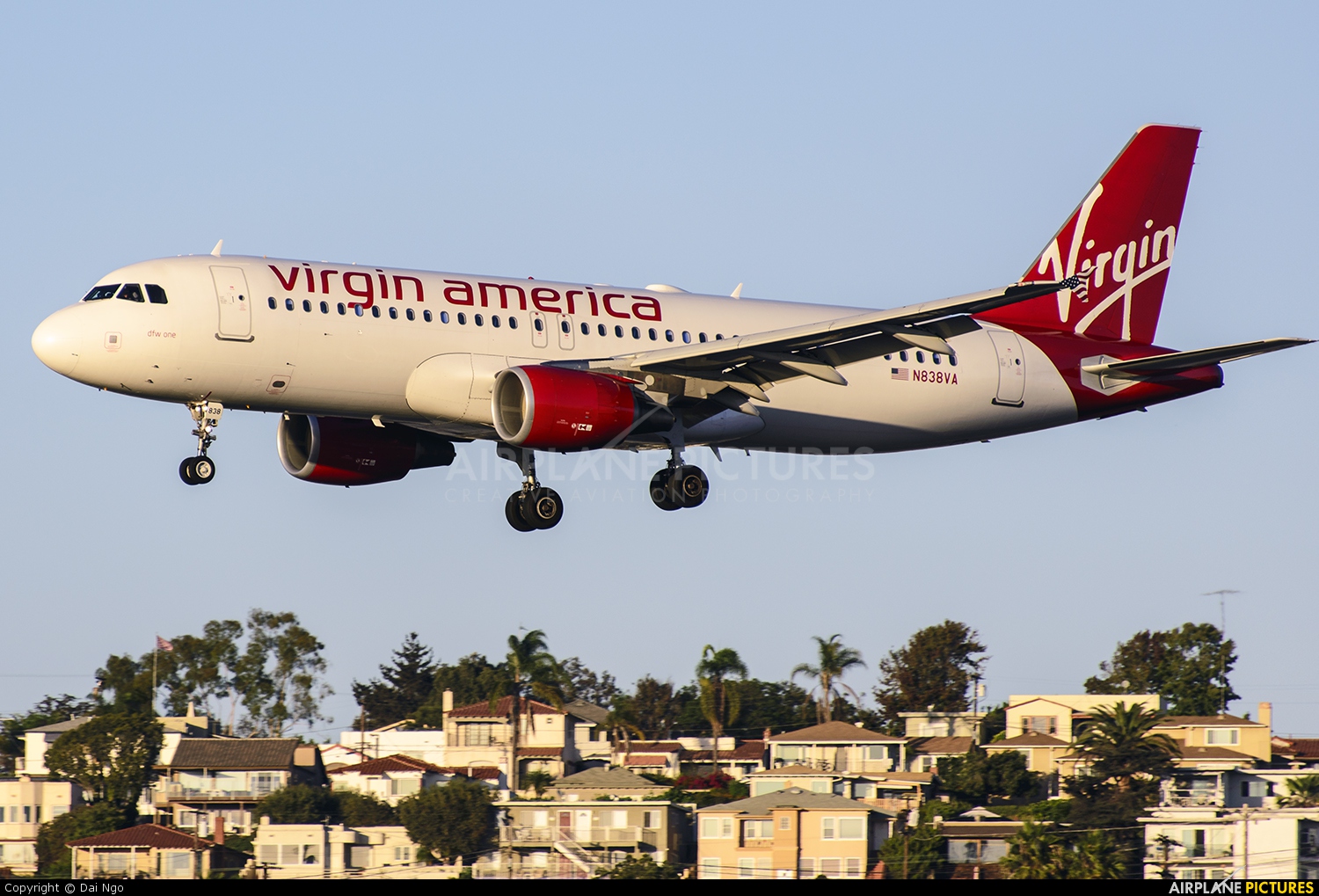 Virgin America N838VA aircraft at San Diego - Lindbergh Field