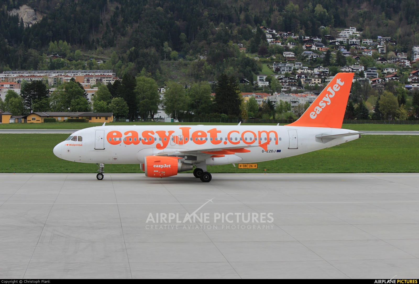 easyJet G-EZDJ aircraft at Innsbruck