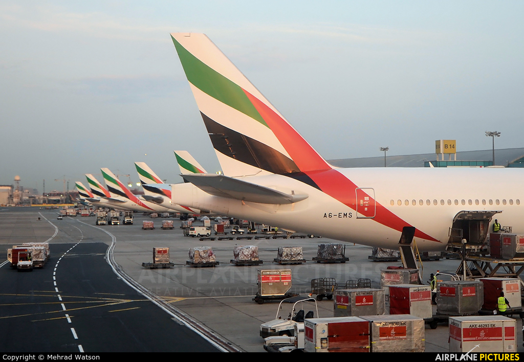 Emirates Airlines A6-EMS aircraft at Dubai Intl