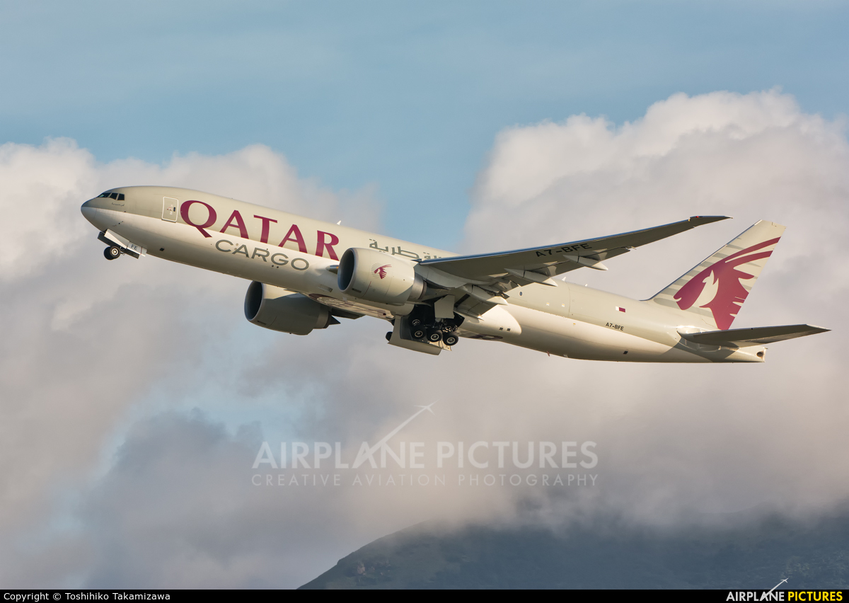 Qatar Airways Cargo A7-BFE aircraft at HKG - Chek Lap Kok Intl