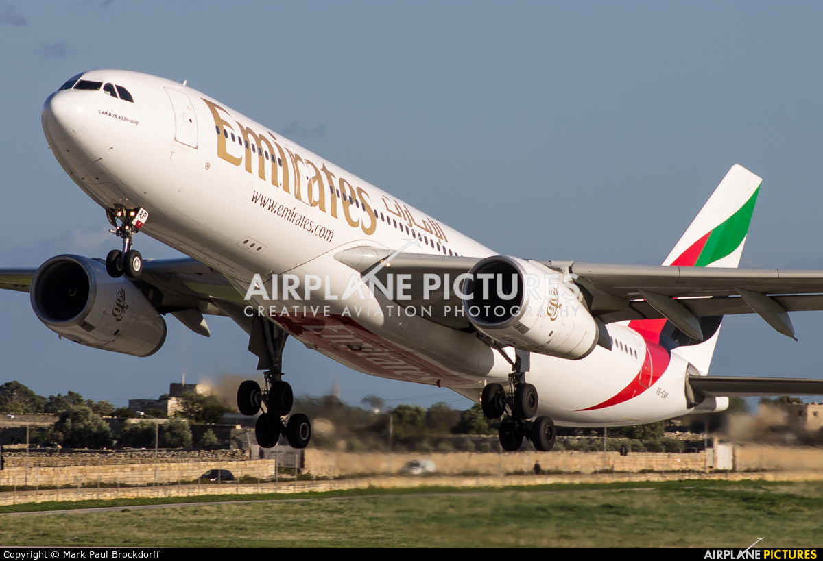 Emirates Airlines A6-EAP aircraft at Malta Intl