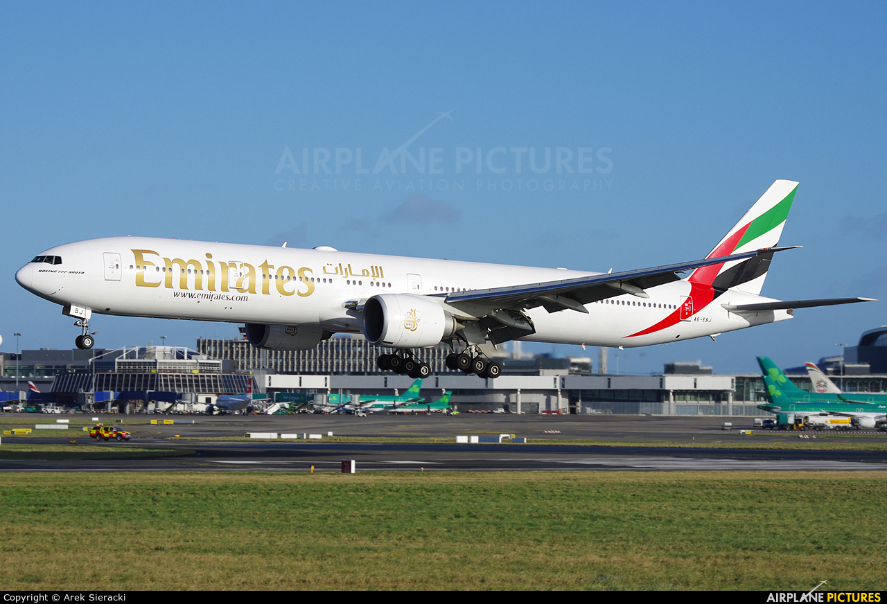 Emirates Airlines A6-EBJ aircraft at Dublin