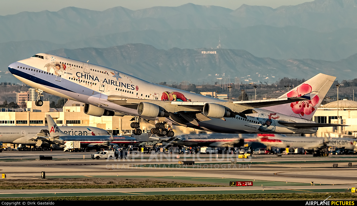 China Airlines B-18203 aircraft at Los Angeles Intl