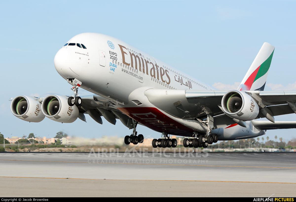Emirates Airlines A6-EOG aircraft at Los Angeles Intl