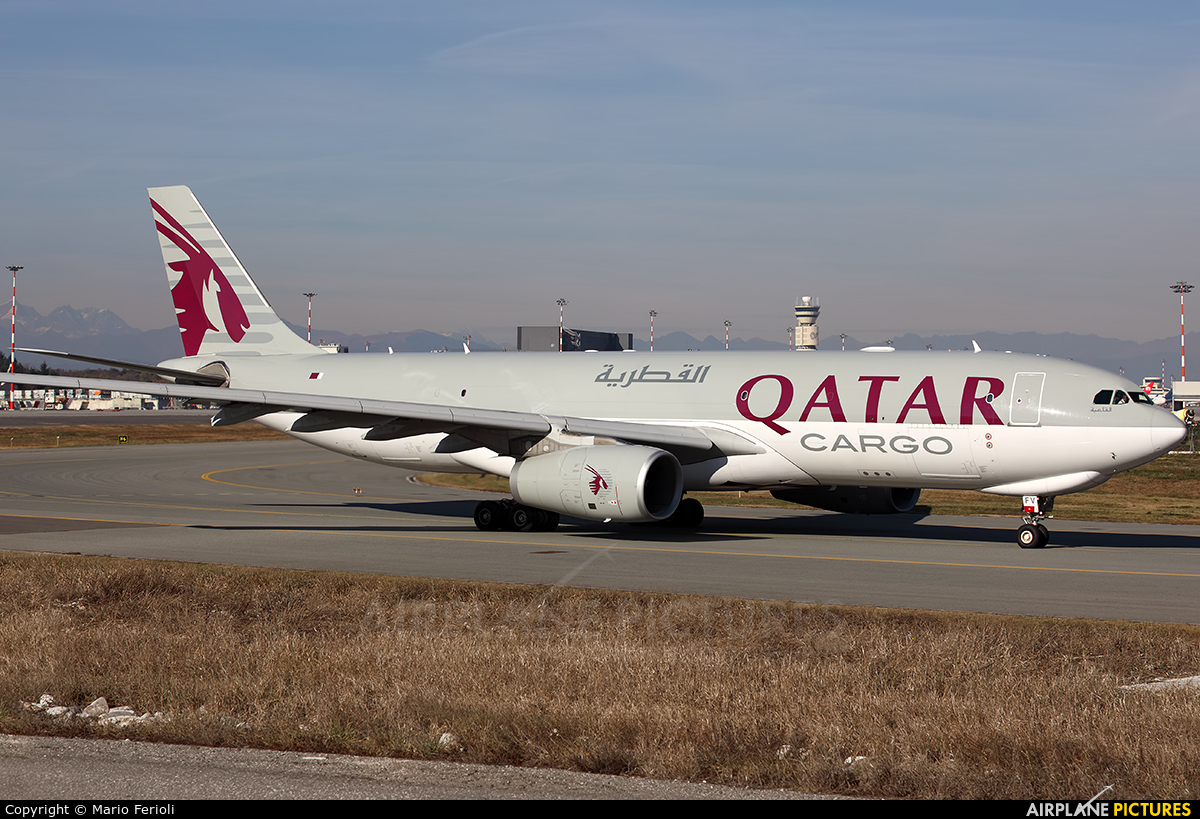 Qatar Airways Cargo A7-AFV aircraft at Milan - Malpensa