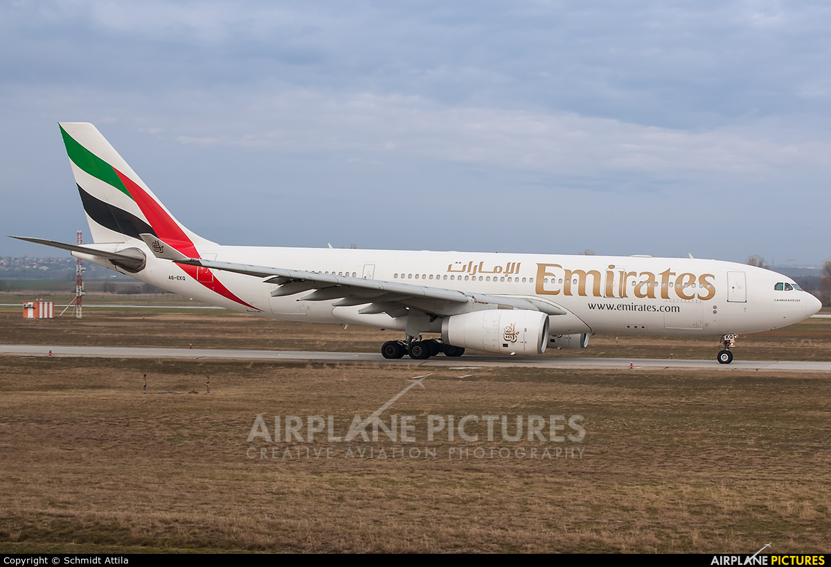 Emirates Airlines A6-EKQ aircraft at Budapest Ferenc Liszt International Airport