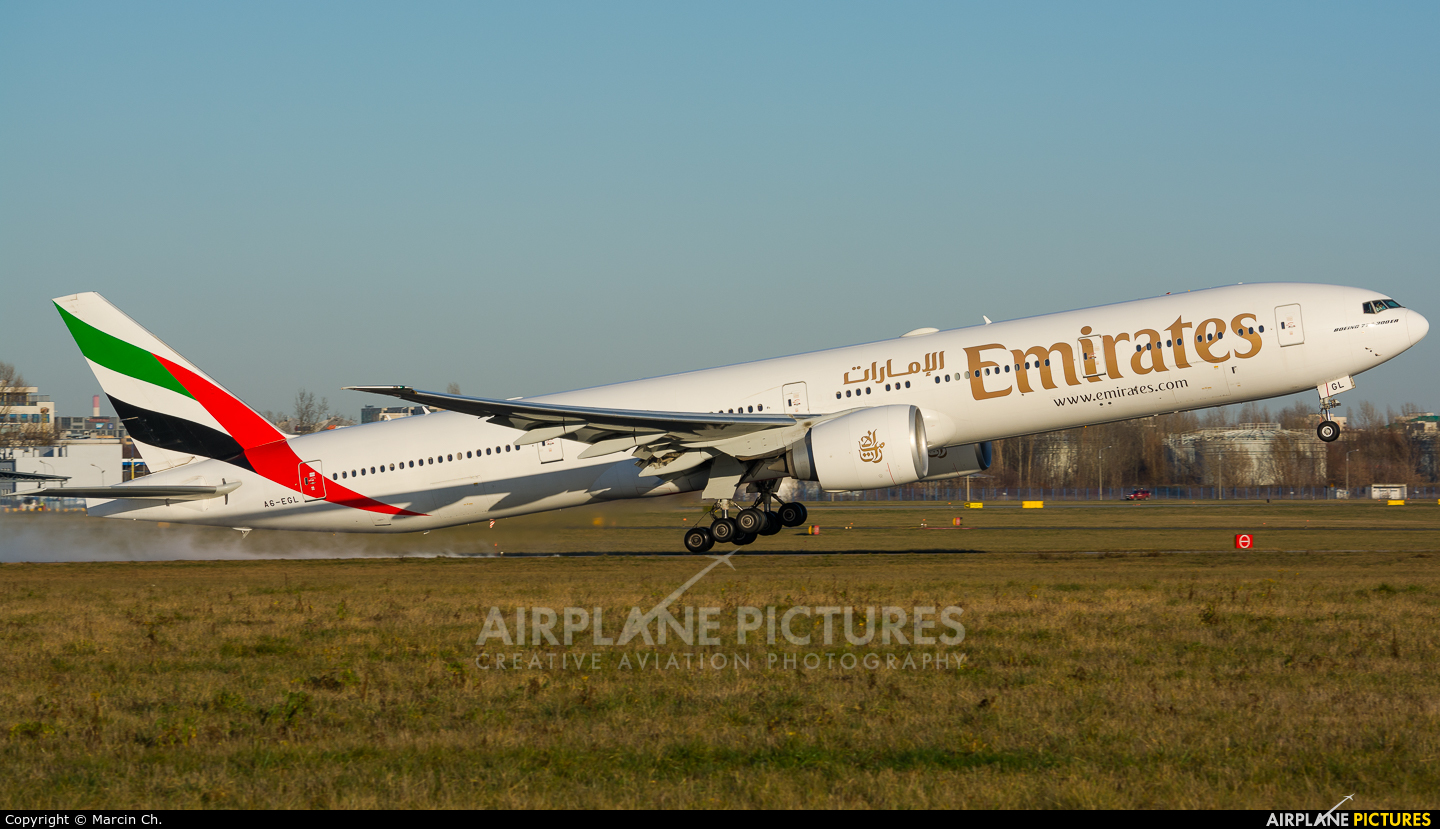 Emirates Airlines A6-EGL aircraft at Warsaw - Frederic Chopin