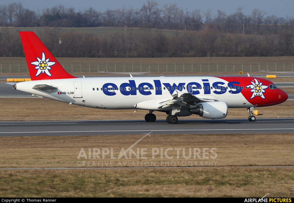 Edelweiss HB-IJW aircraft at Vienna - Schwechat