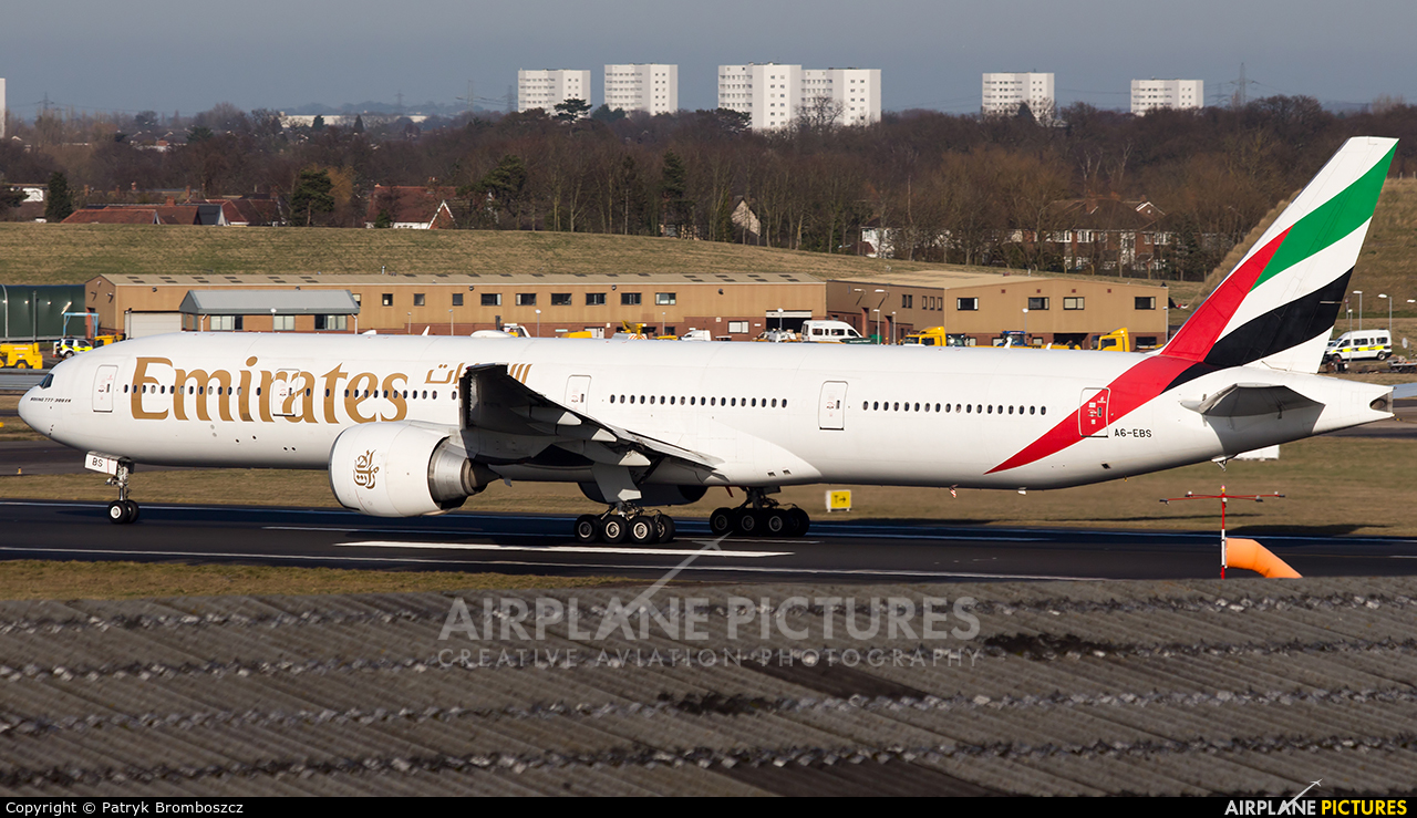 Emirates Airlines A6-EBS aircraft at Birmingham