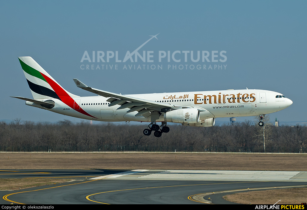 Emirates Airlines A6-EAQ aircraft at Budapest Ferenc Liszt International Airport