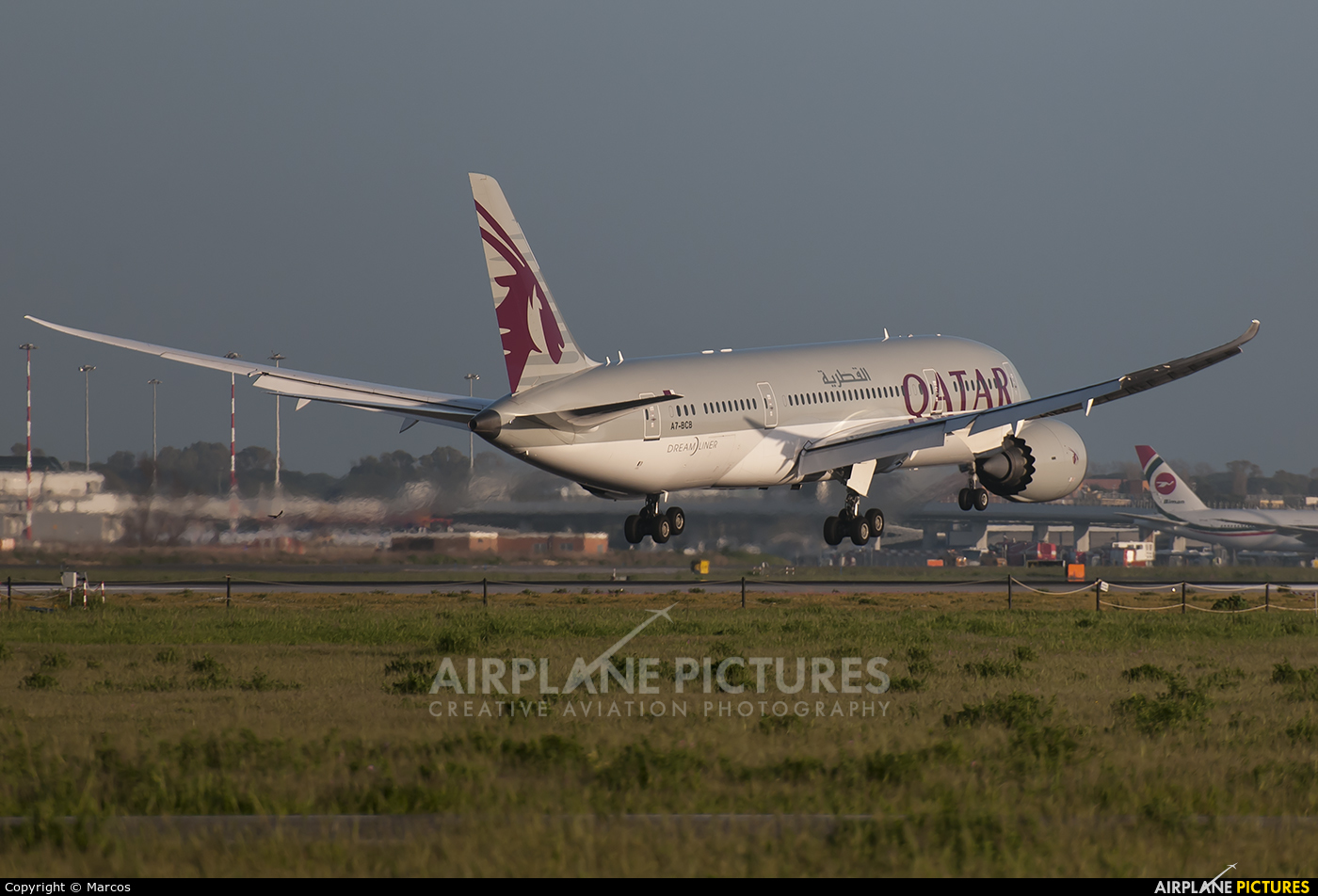 Qatar Airways A7-BCB aircraft at Rome - Fiumicino