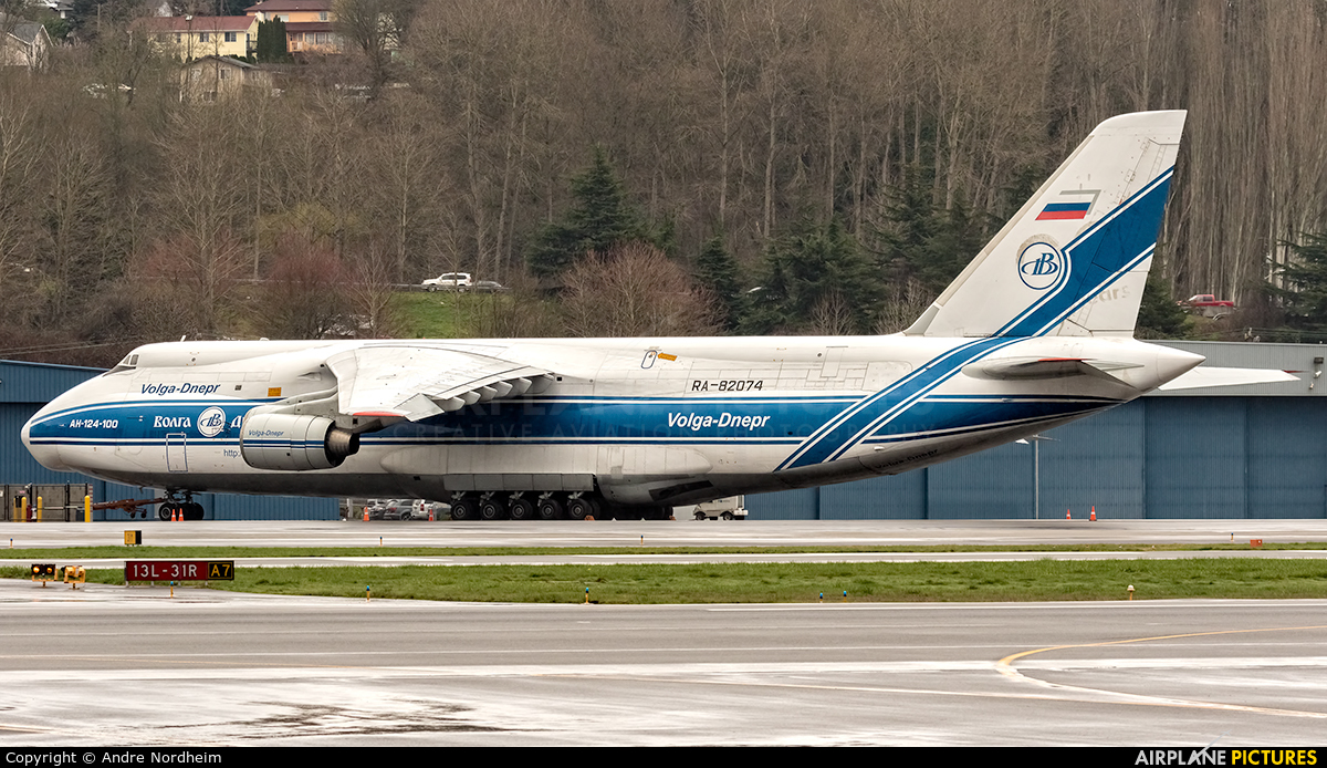 Volga Dnepr Airlines RA-82074 aircraft at Seattle - Boeing Field / King County Intl