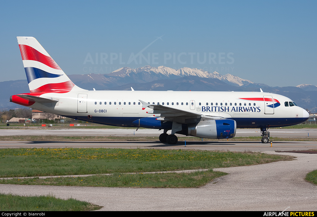 British Airways G-DBCI aircraft at Verona - Villafranca