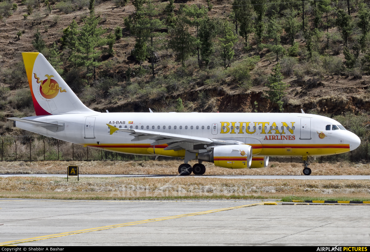 Bhutan Airlines A5-BAB aircraft at Paro