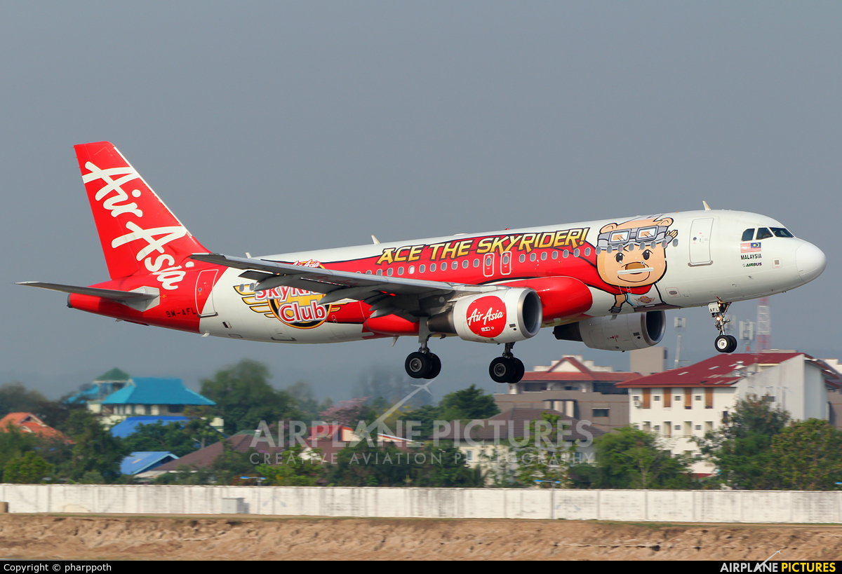 AirAsia (Malaysia) 9M-AFL aircraft at Chiang-Mai