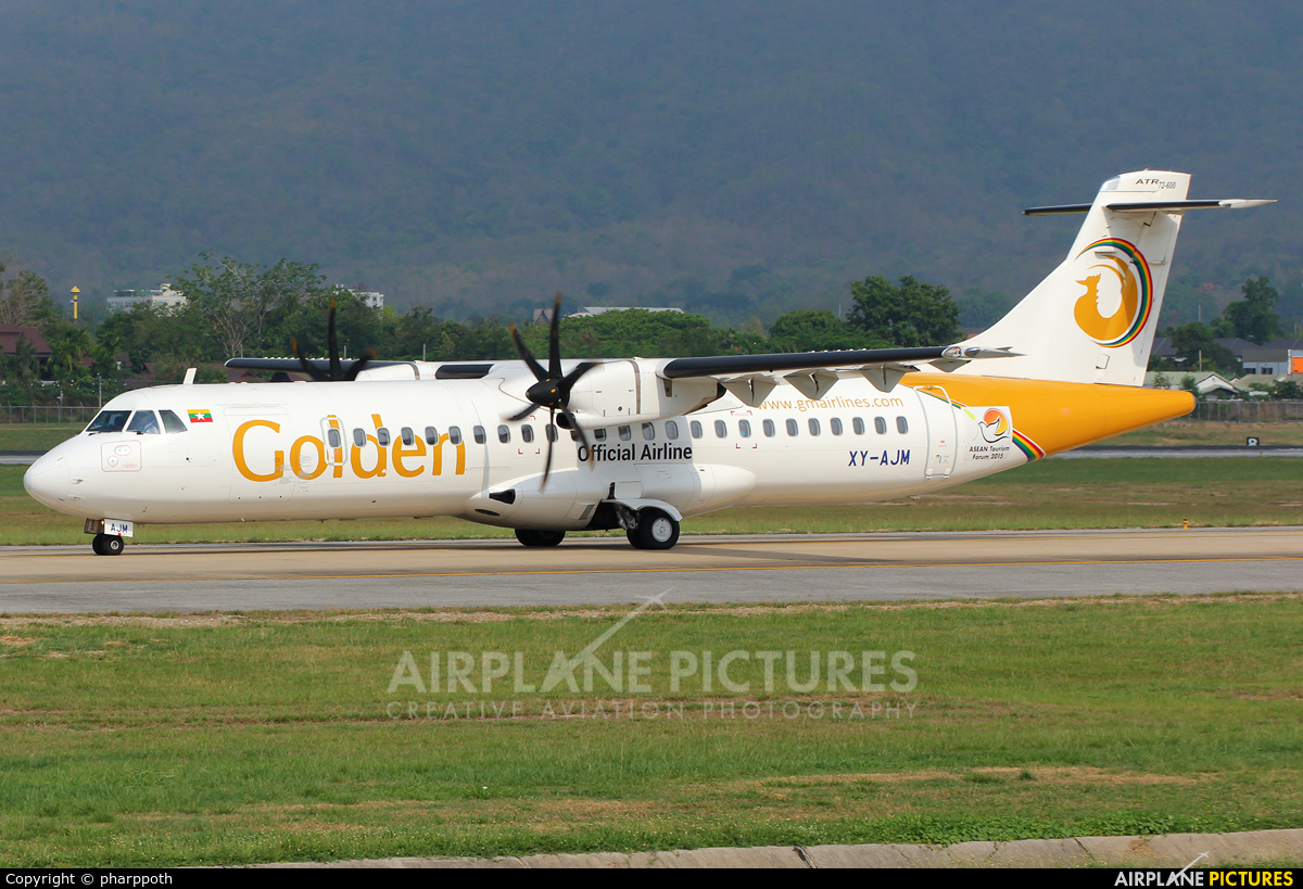 Golden Myanmar Airlines XY-AJM aircraft at Chiang-Mai
