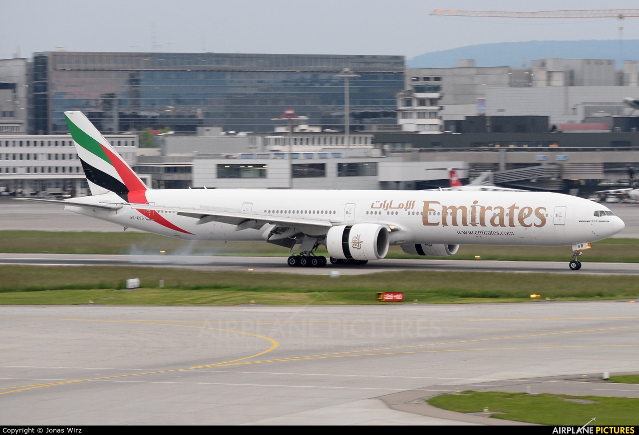 Emirates Airlines A6-EGB aircraft at Zurich