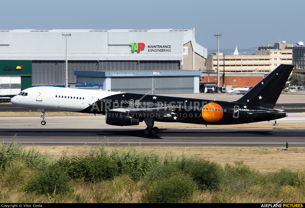 Titan Airways G-ZAPX aircraft at Lisbon