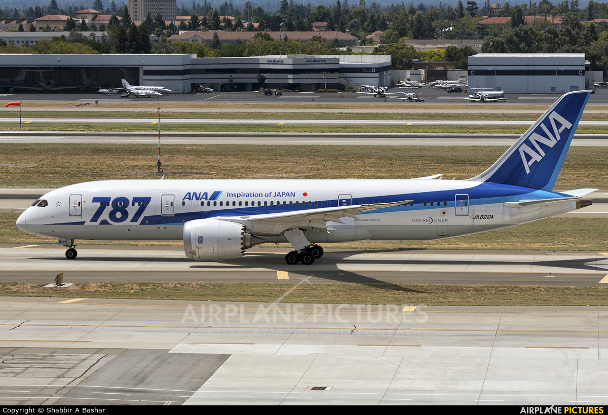 ANA - All Nippon Airways JA820A aircraft at San Jose - Norman Y. Mineta