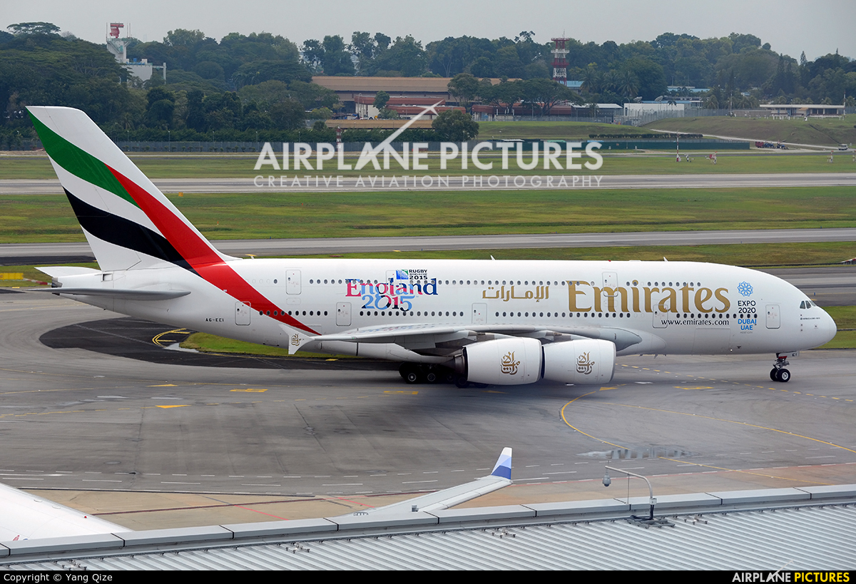 Emirates Airlines A6-EEI aircraft at Singapore - Changi