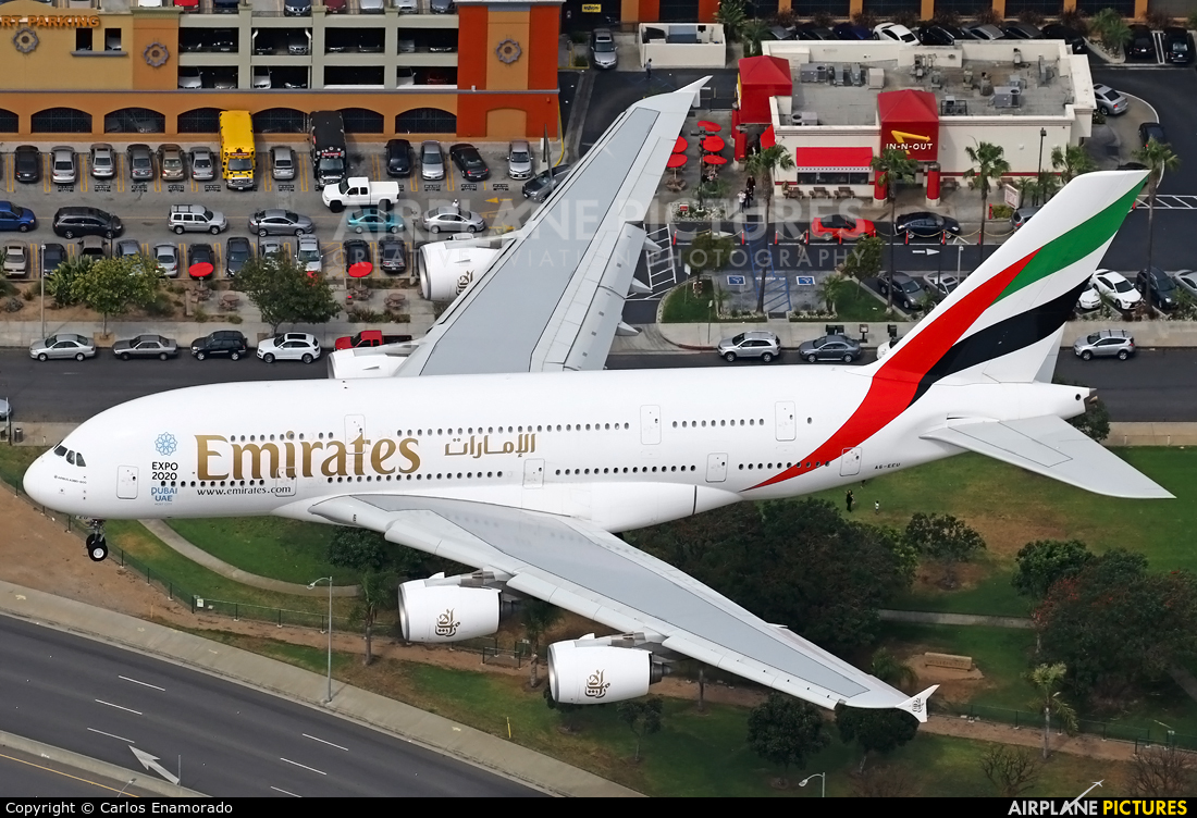 Emirates Airlines A6-EEU aircraft at Los Angeles Intl