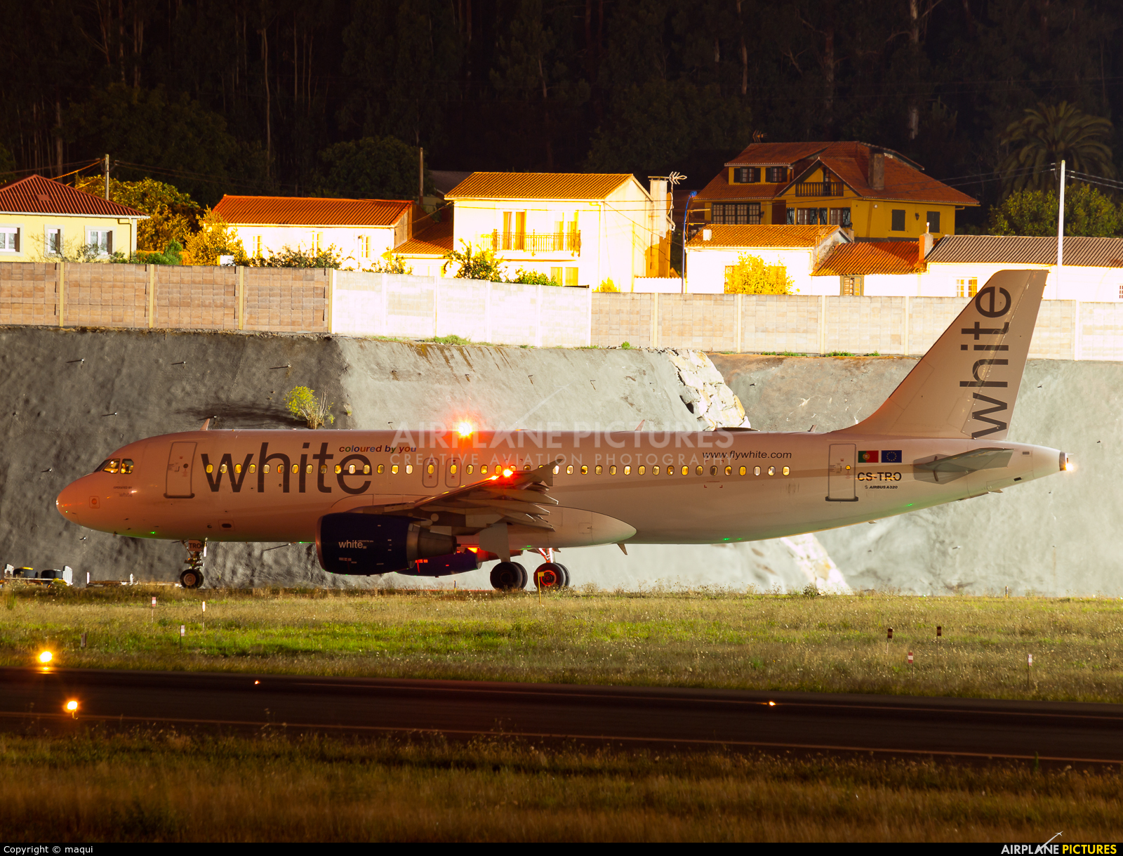 White Airways CS-TRO aircraft at La Coruña