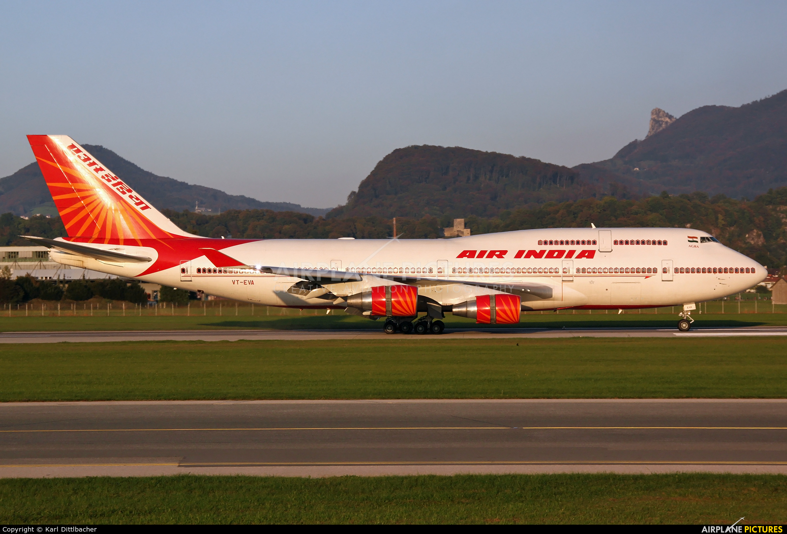 Air India VT-EVA aircraft at Salzburg