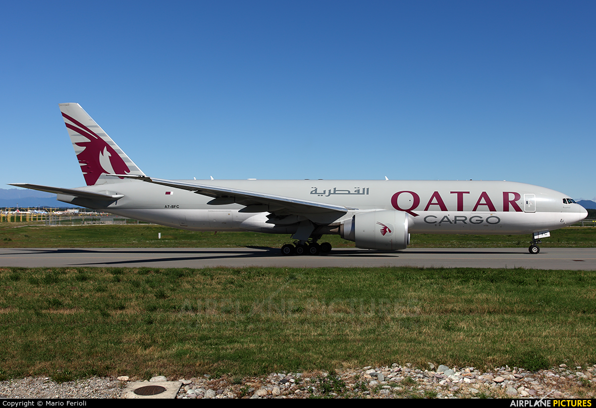 Qatar Airways Cargo A7-BFC aircraft at Milan - Malpensa