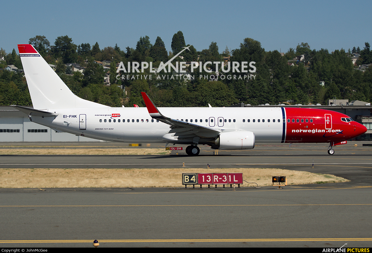 Norwegian Air International EI-FHK aircraft at Seattle - Boeing Field / King County Intl