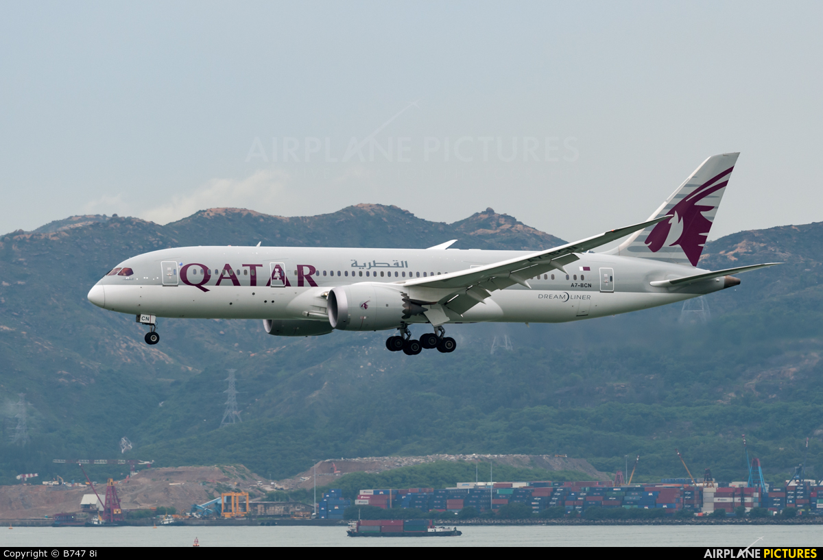 Qatar Airways A7-BCN aircraft at HKG - Chek Lap Kok Intl
