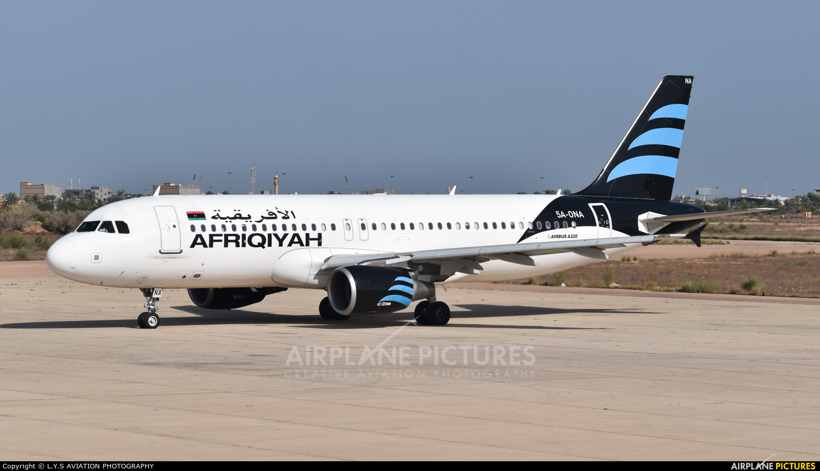 Afriqiyah Airways 5A-ONA aircraft at Misrata