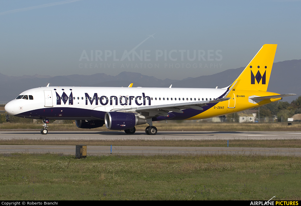 Monarch Airlines G-ZBAS aircraft at Verona - Villafranca