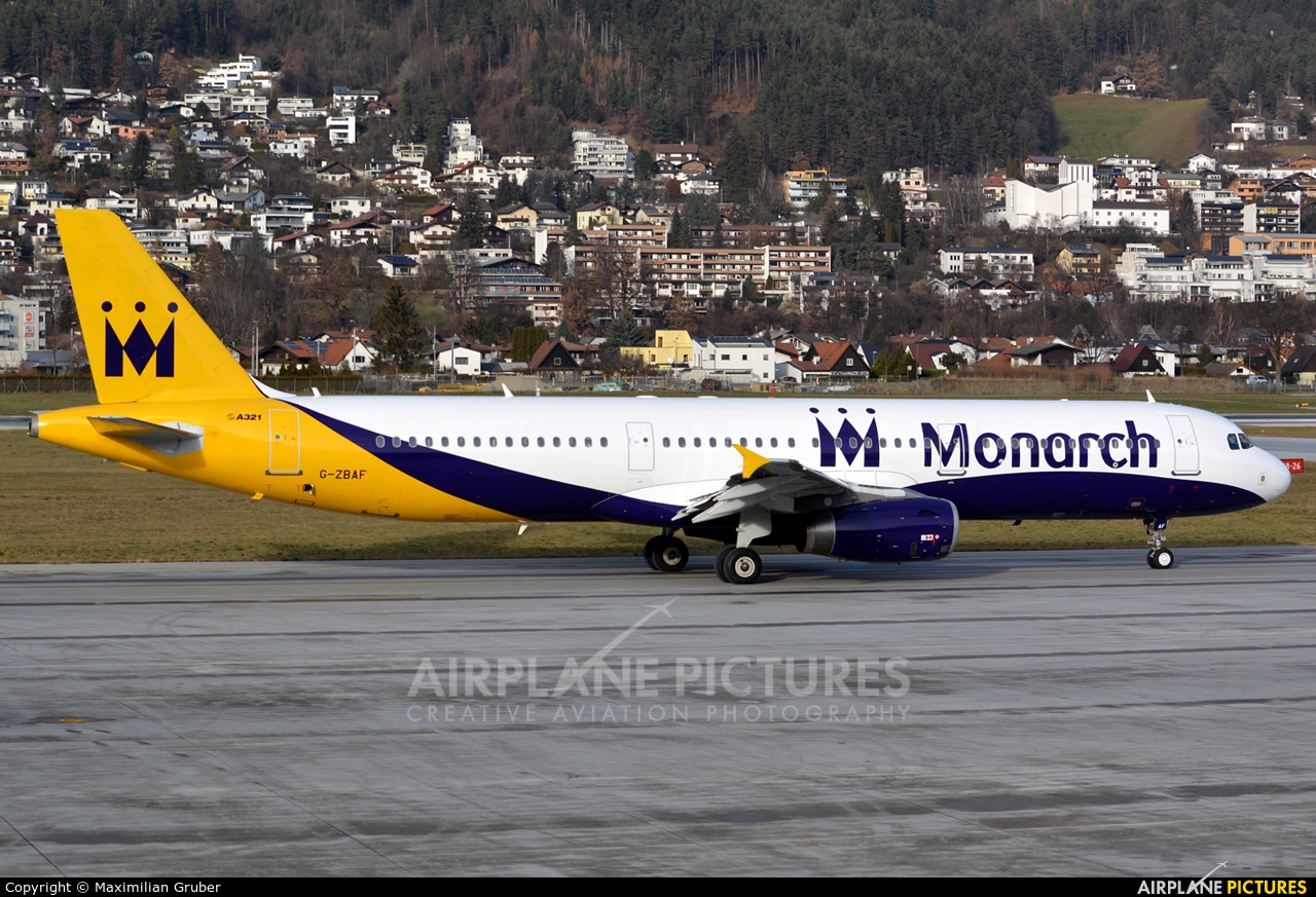 Monarch Airlines G-ZBAF aircraft at Innsbruck