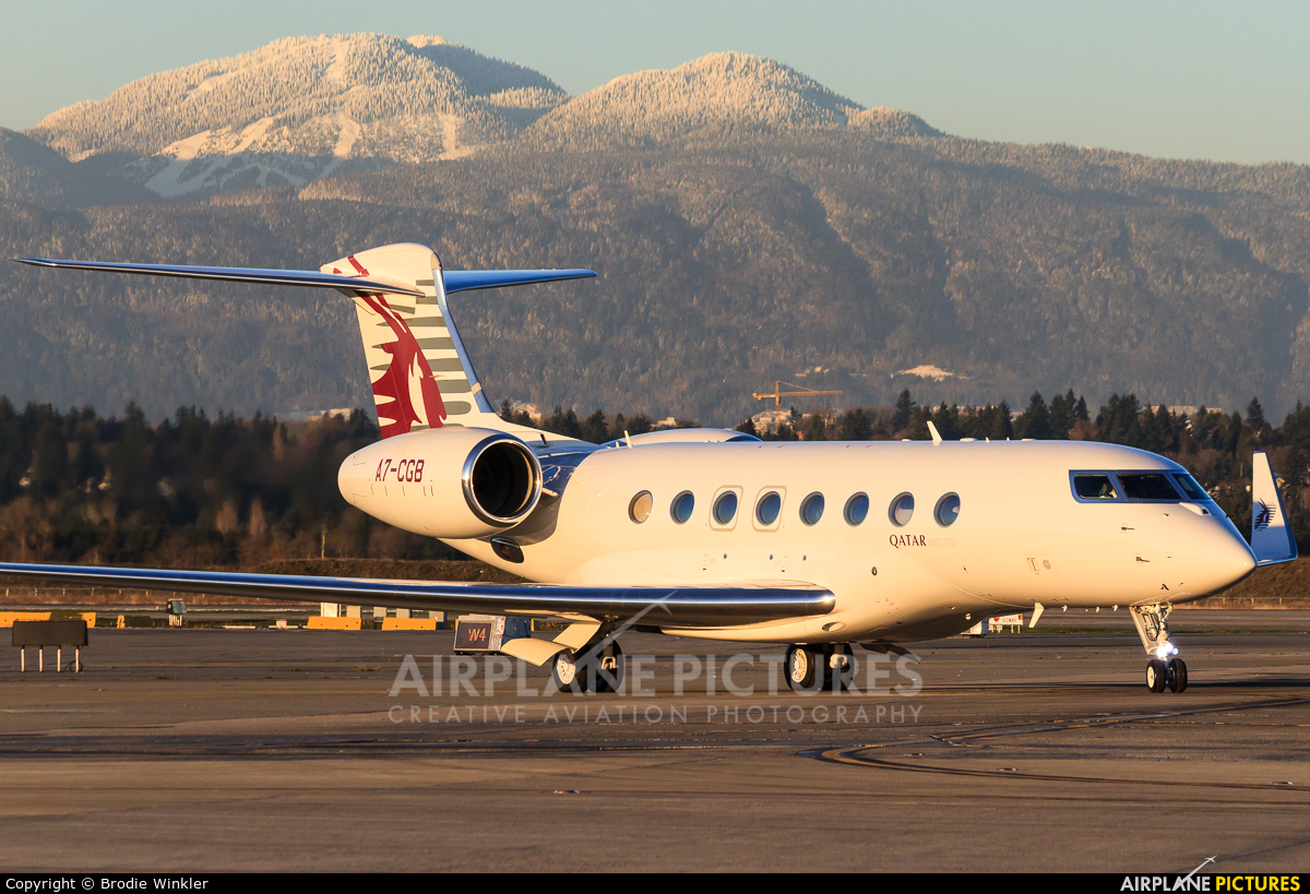 Qatar Executive A7-CGB aircraft at Vancouver Intl, BC