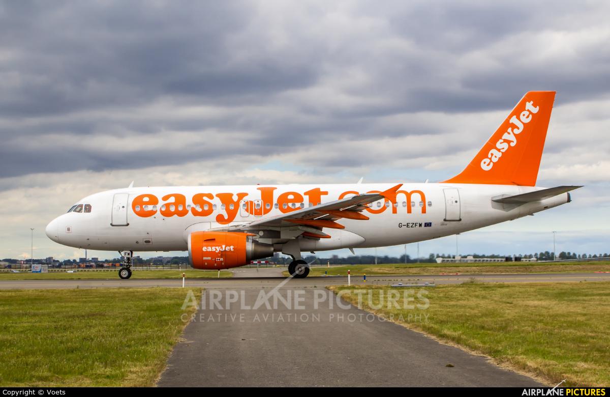 easyJet G-EZFW aircraft at Amsterdam - Schiphol