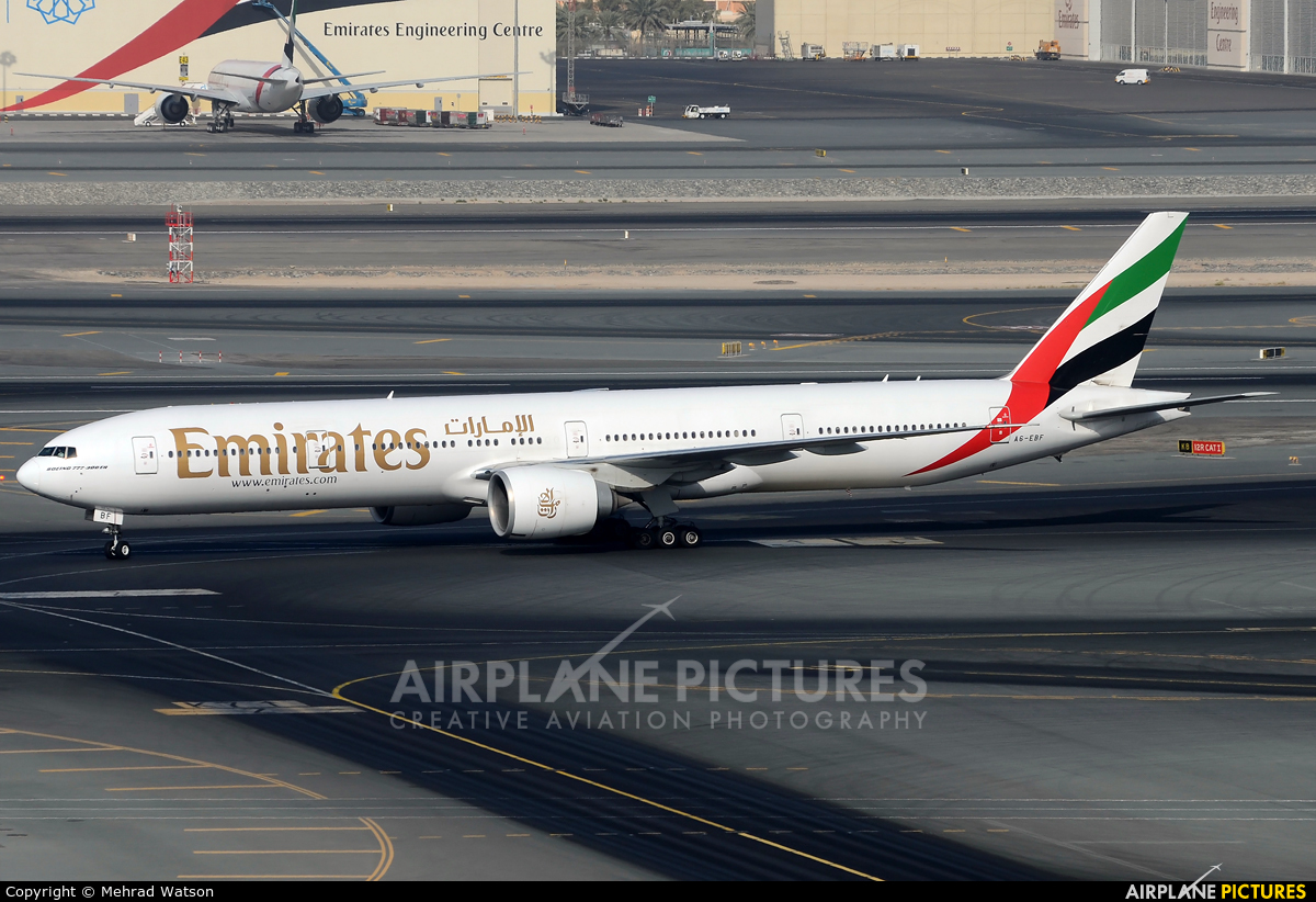 Emirates Airlines A6-EBF aircraft at Dubai Intl