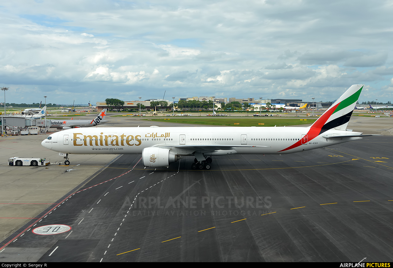 Emirates Airlines A6-EGV aircraft at Singapore - Changi