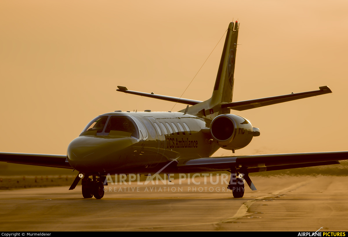 TCS Air Ambulance HB-VMX aircraft at Luxembourg - Findel
